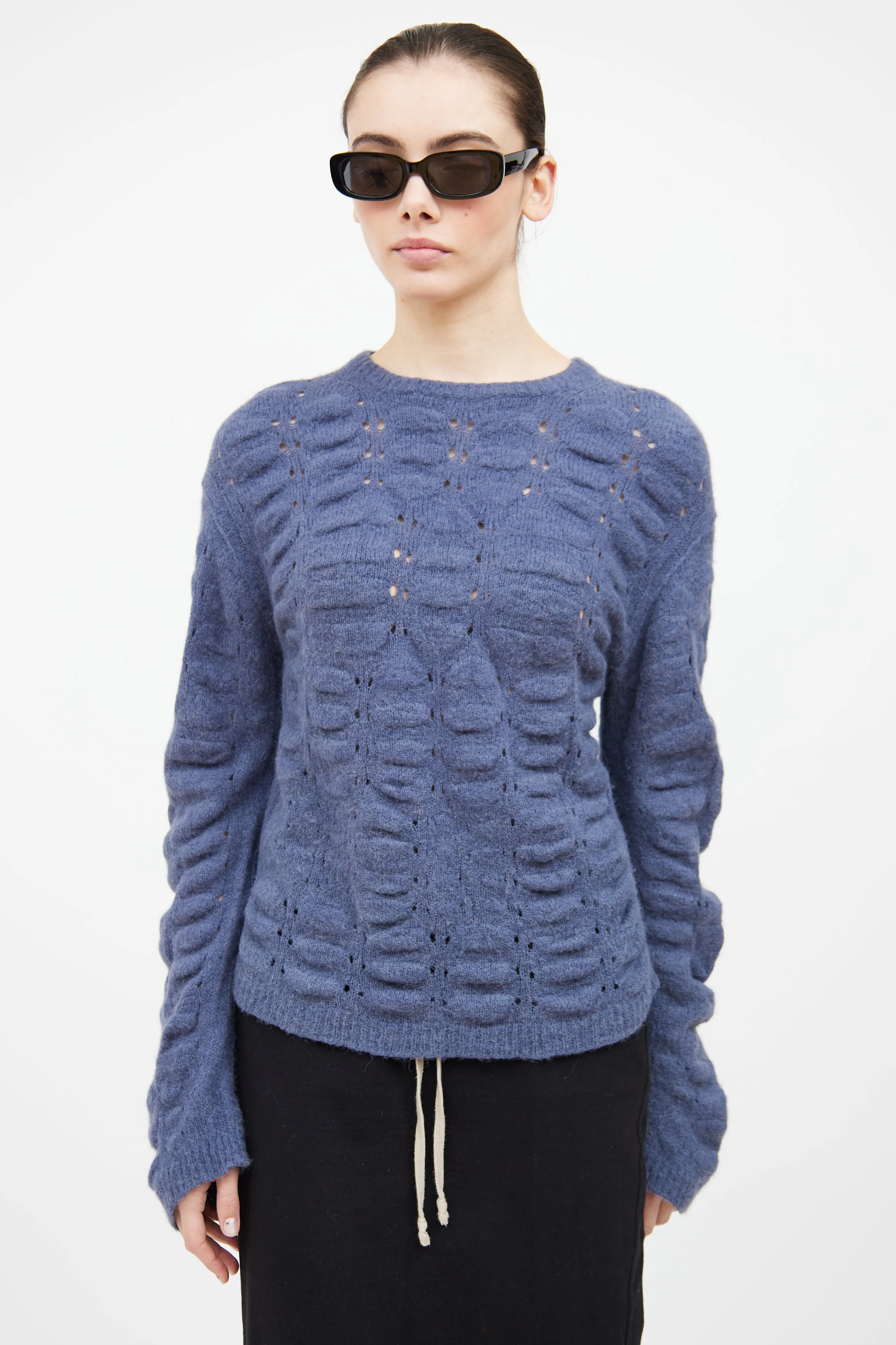 FW 2020 Lapis Blue Eyelet Sweater