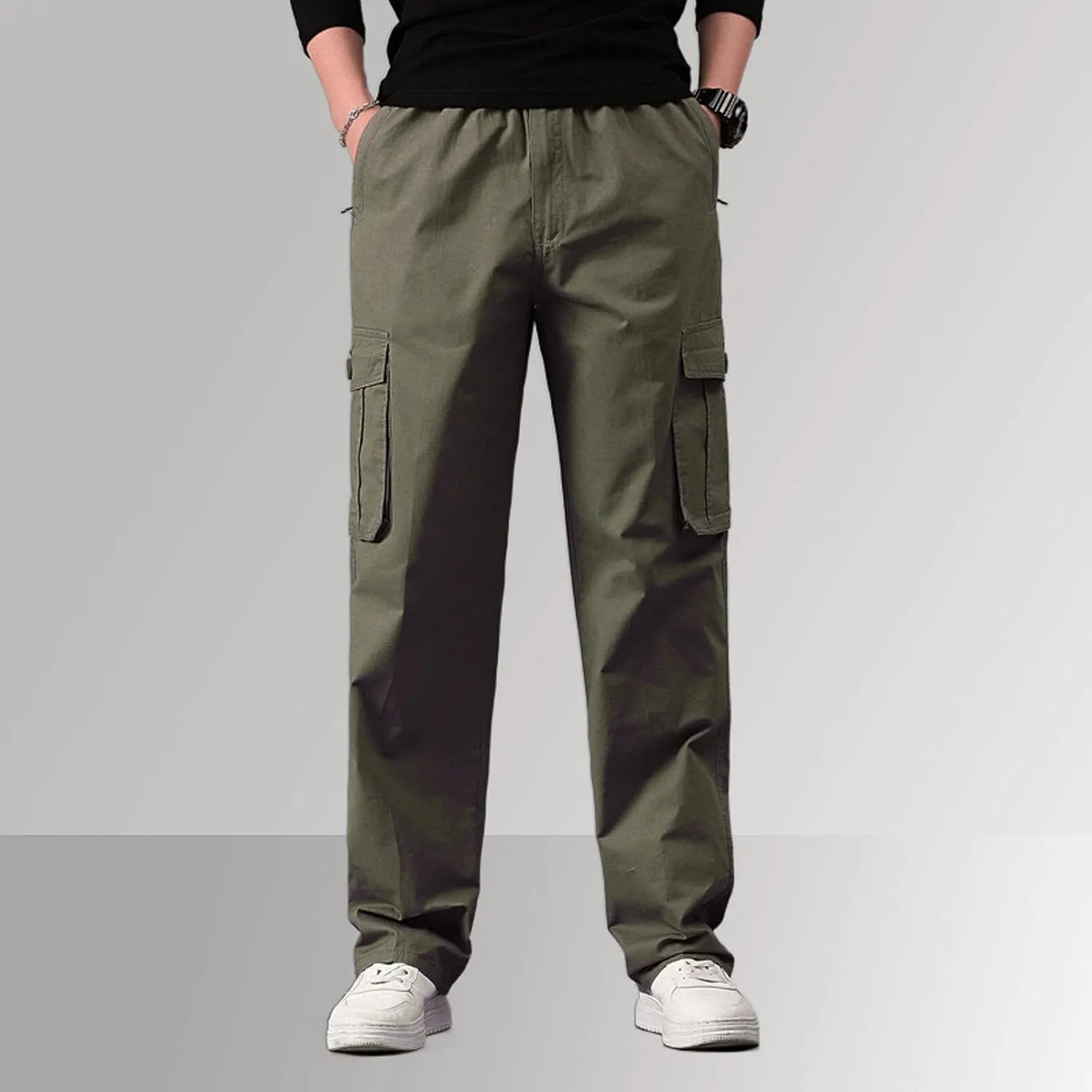 FZVYD Black Pants Men's Relaxed Fit Causal Work Streetwear Baggy Joggers Drawstring Sweatpants with Pockets 2023