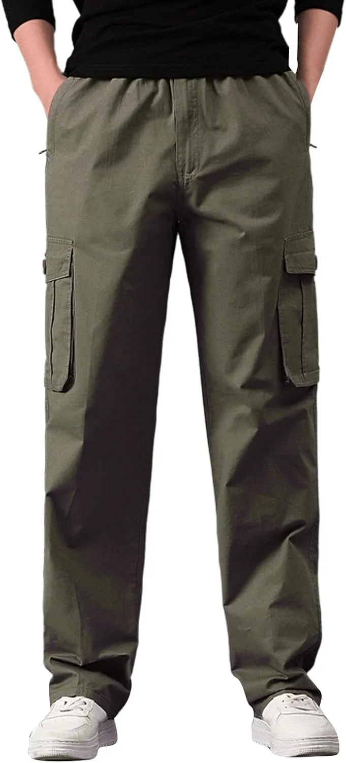 FZVYD Black Pants Men's Relaxed Fit Causal Work Streetwear Baggy Joggers Drawstring Sweatpants with Pockets 2023