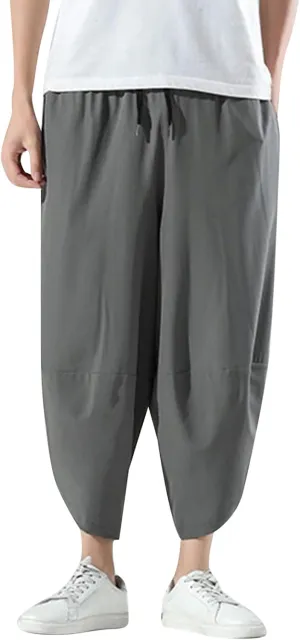 FZVYD Casual Pants Mens Casual Elastic Drawstring Cargo Pants Lightweight Relaxed Fit Cotton Workout Sweatpants 2023