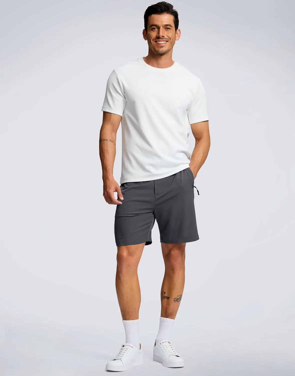 G Gradual Men's Hiking Shorts 7" Lightewight Casual Shorts for Men Quick Dry Stretch Golf Shorts with 3 Zipper Pockets Summer