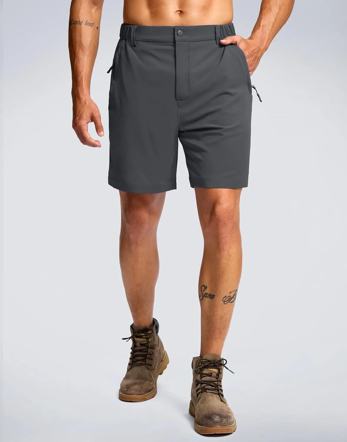G Gradual Men's Hiking Shorts 7" Lightewight Casual Shorts for Men Quick Dry Stretch Golf Shorts with 3 Zipper Pockets Summer