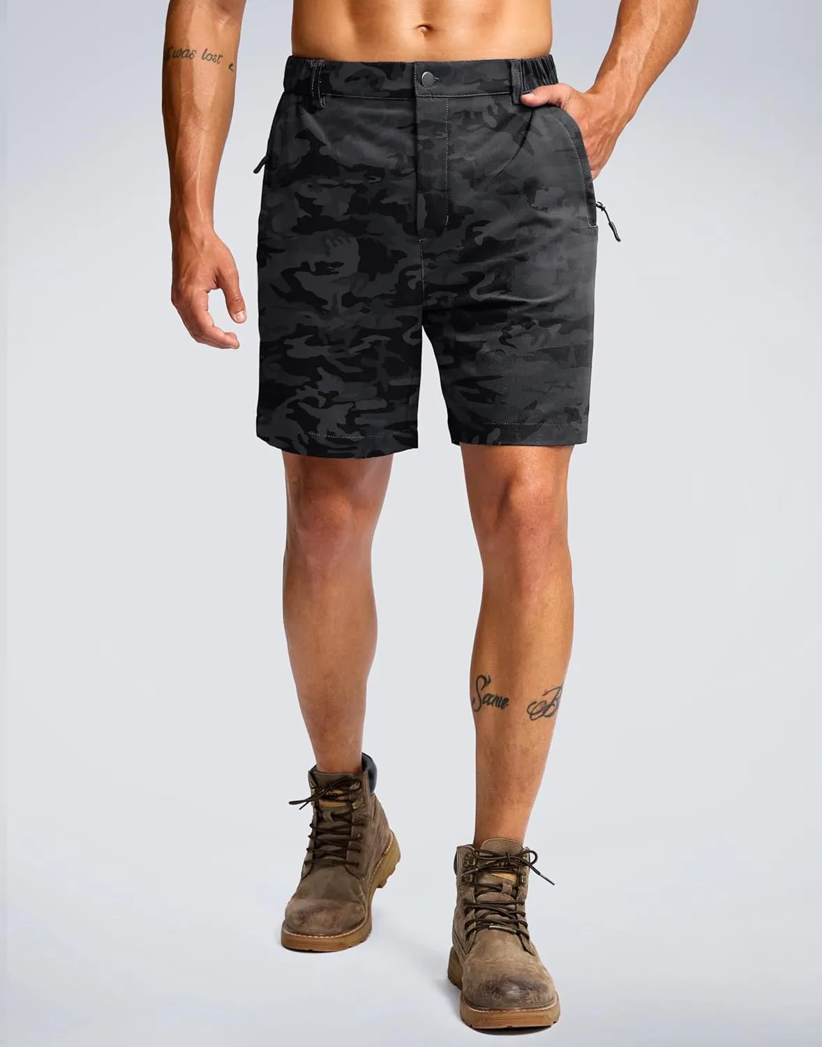 G Gradual Men's Hiking Shorts 7" Lightewight Casual Shorts for Men Quick Dry Stretch Golf Shorts with 3 Zipper Pockets Summer