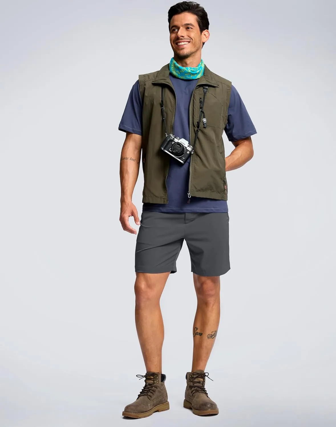 G Gradual Men's Hiking Shorts 7" Lightewight Casual Shorts for Men Quick Dry Stretch Golf Shorts with 3 Zipper Pockets Summer