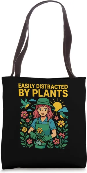 Gardening Easily Distracted By Plants Boho Women's Floral Tote Bag