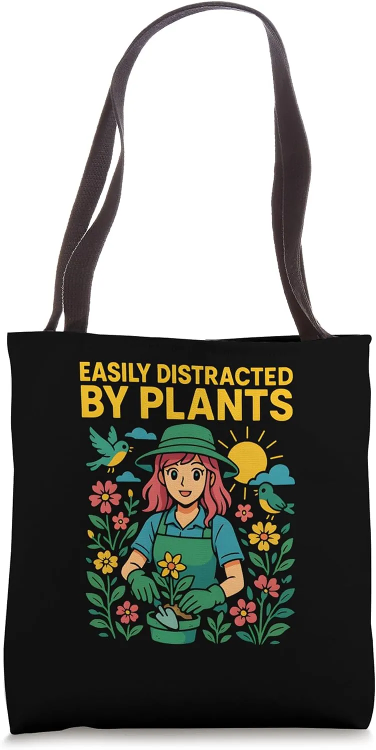 Gardening Easily Distracted By Plants Boho Women's Floral Tote Bag
