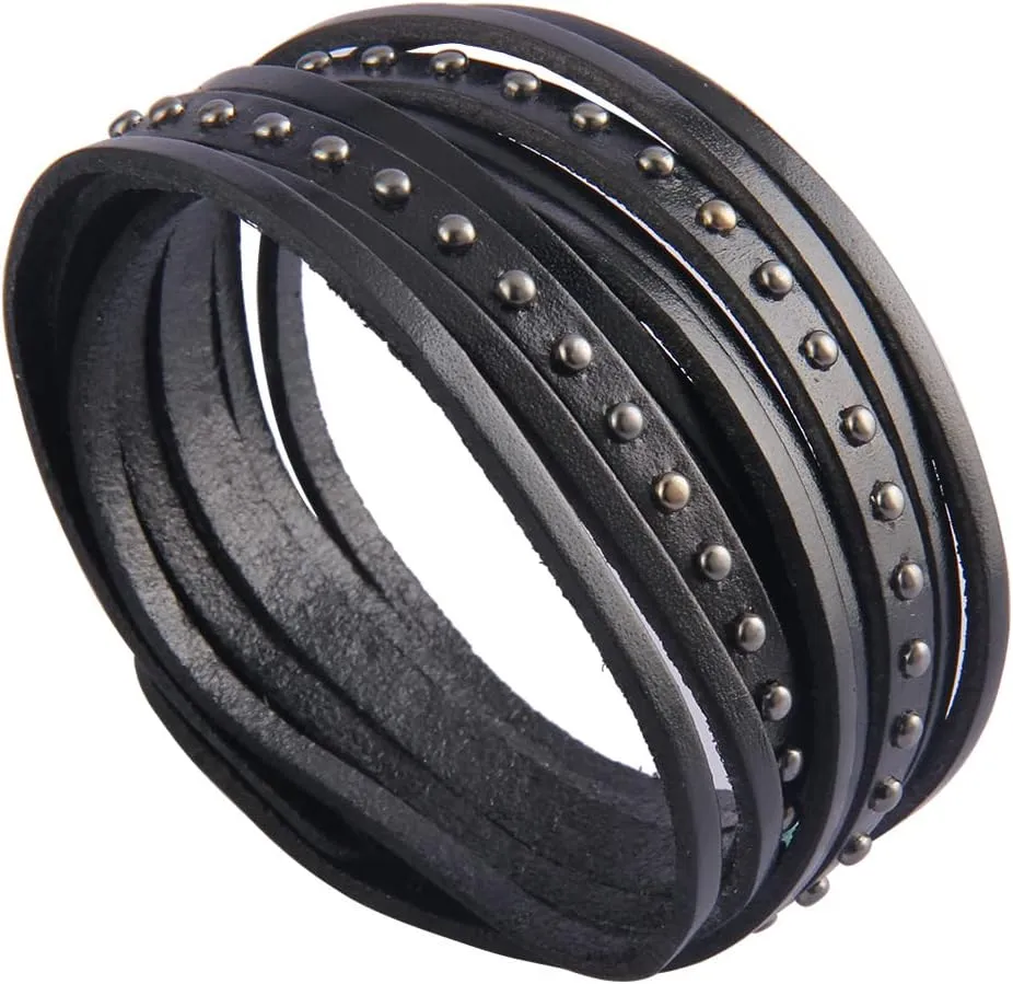 GelConnie Punk Leather Cuff Bracelet Adjustable Straps Wrap Bracelets Arm Armor Cuff Gothic Leather Wristbands for Men, Women