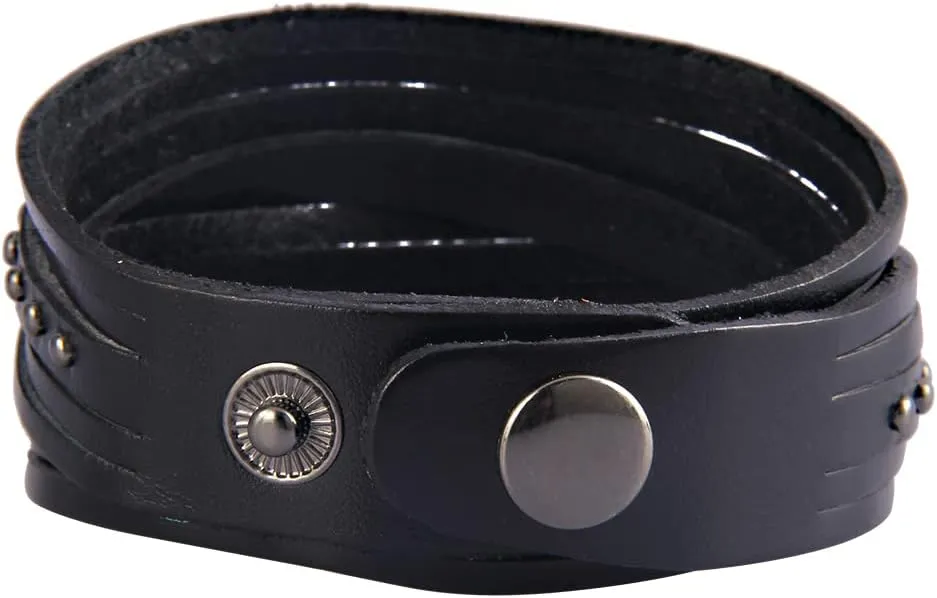 GelConnie Punk Leather Cuff Bracelet Adjustable Straps Wrap Bracelets Arm Armor Cuff Gothic Leather Wristbands for Men, Women