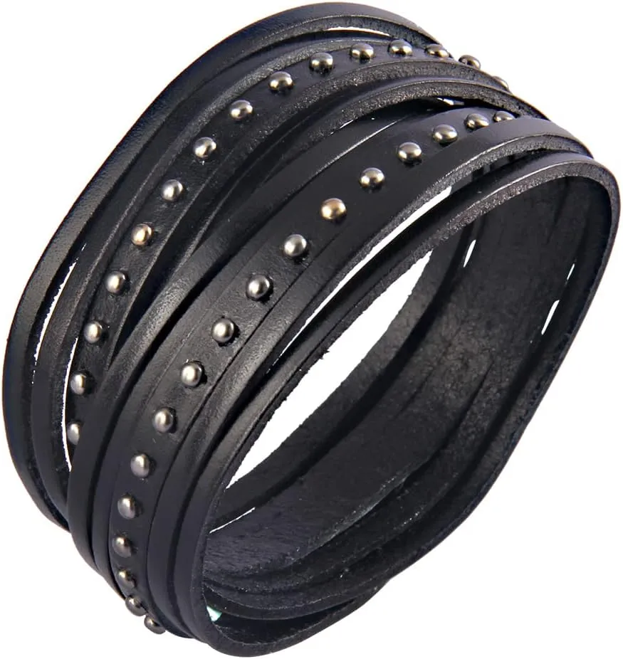 GelConnie Punk Leather Cuff Bracelet Adjustable Straps Wrap Bracelets Arm Armor Cuff Gothic Leather Wristbands for Men, Women