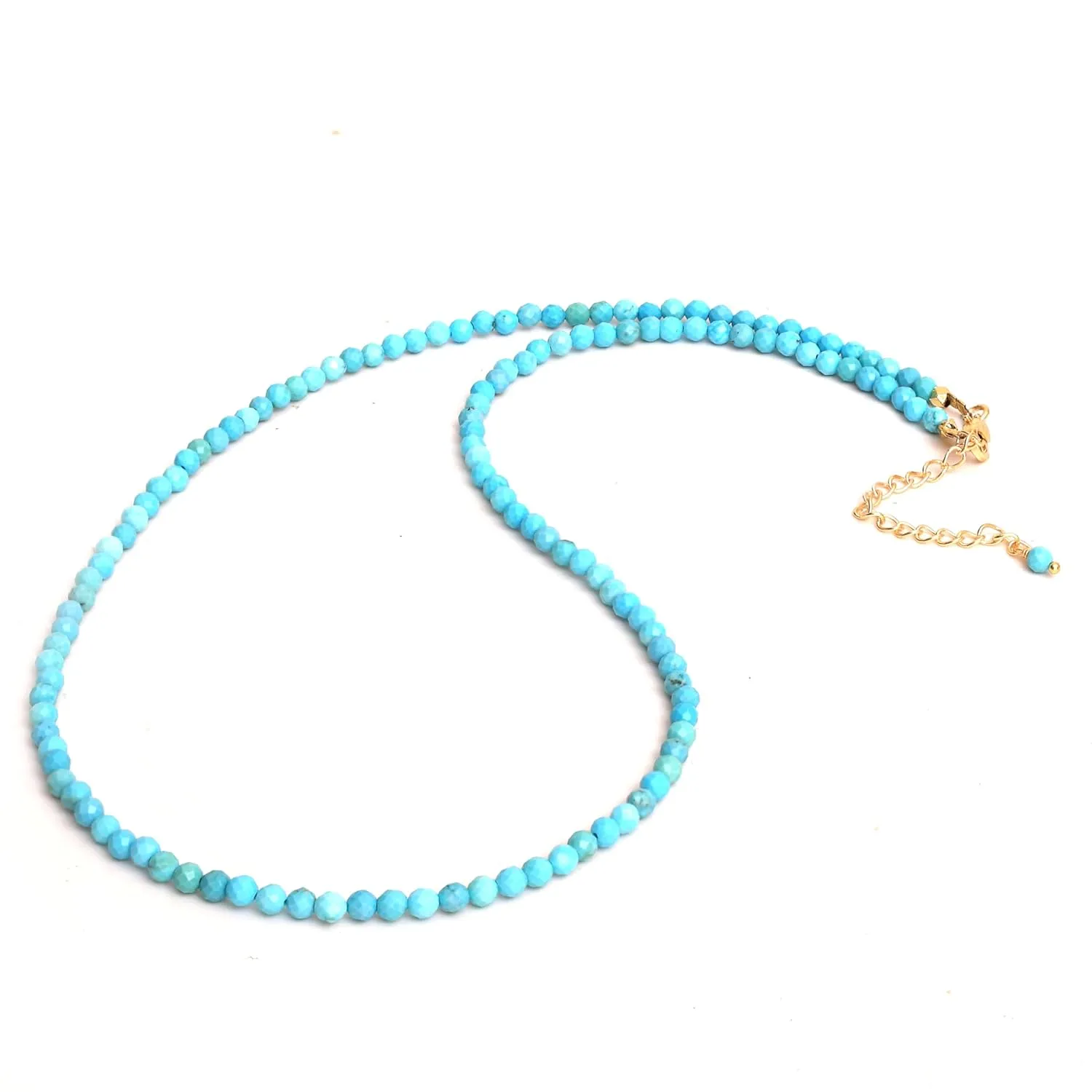 Gempires Genuine Turquoise Beaded Necklace Stylish December Birthstone Gemstone Jewelry Hypoallergenic 20 Inch Gold Plated Minimalist Choker Necklaces For Women