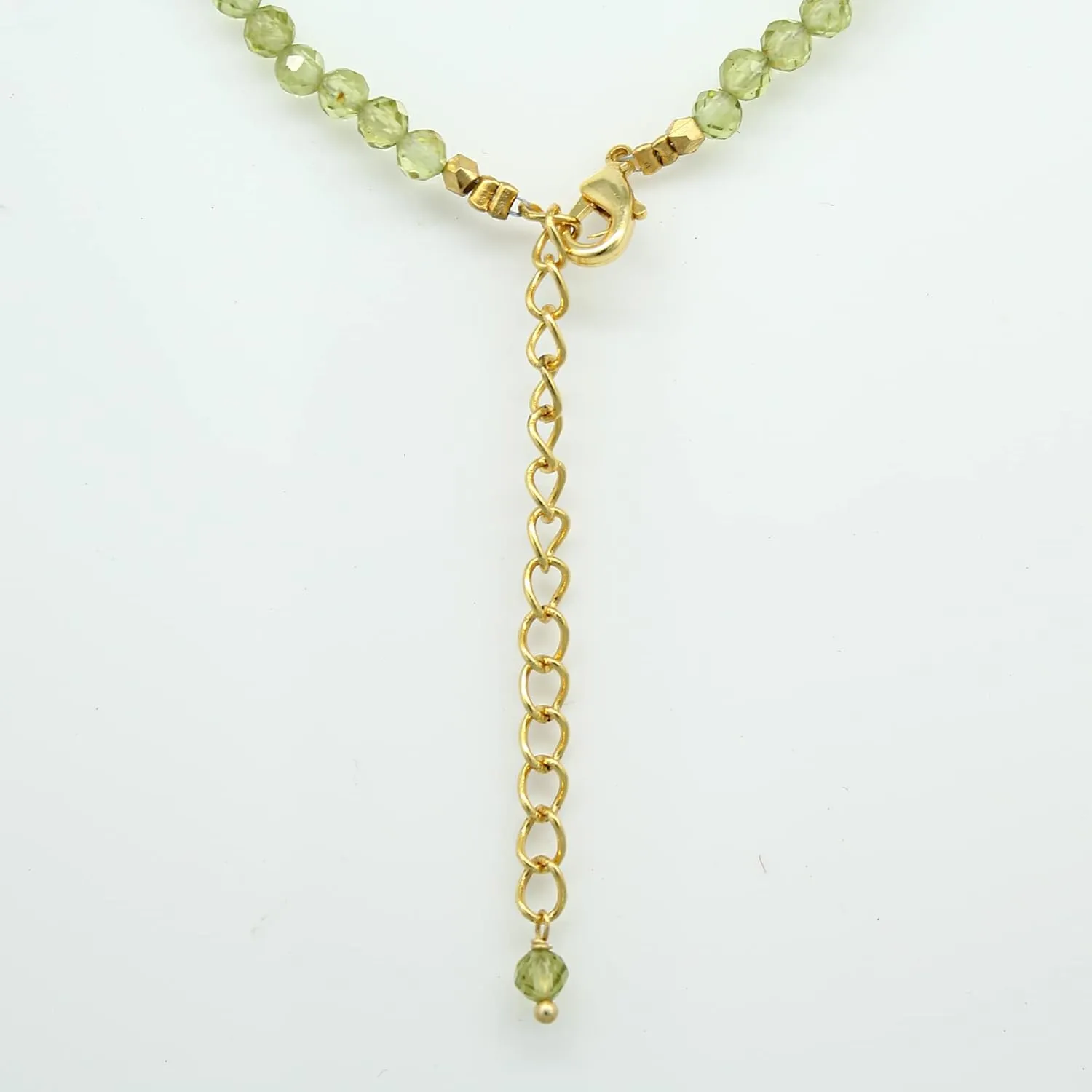 Gempires Natural Green Peridot Beaded Necklace August Birthstone Handmade Jewelry Hypoallergenic 20 Inch Gold Plated Gemstone Crystal Minimalist Necklaces