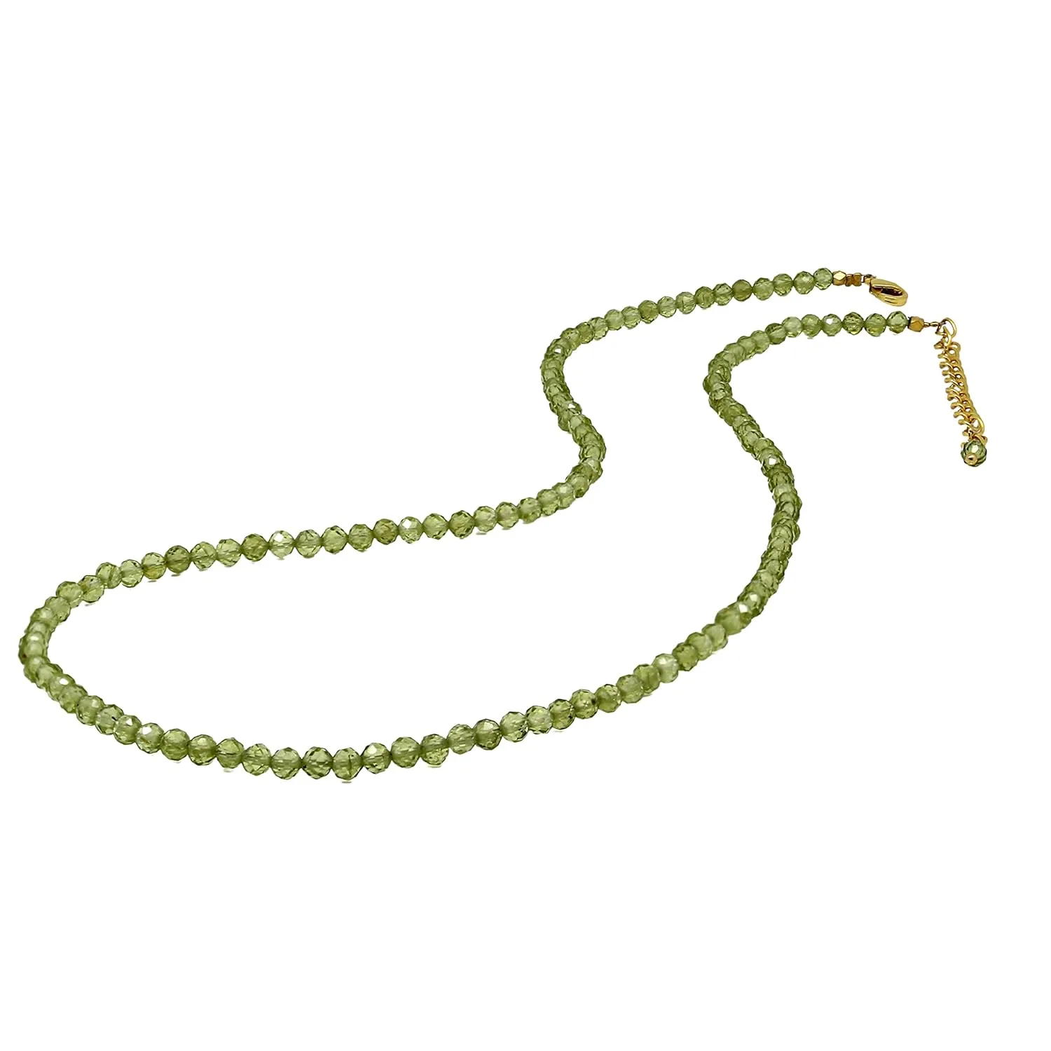 Gempires Natural Green Peridot Beaded Necklace August Birthstone Handmade Jewelry Hypoallergenic 20 Inch Gold Plated Gemstone Crystal Minimalist Necklaces