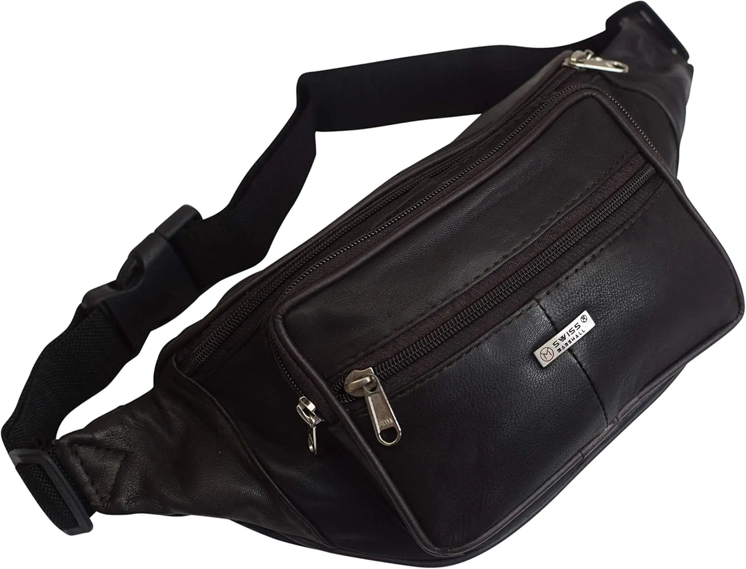 Genuine Leather Fanny Pack Waist Bag Classic Style Travel Organizer (Brown)