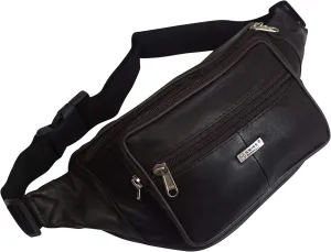 Genuine Leather Fanny Pack Waist Bag Classic Style Travel Organizer (Brown)