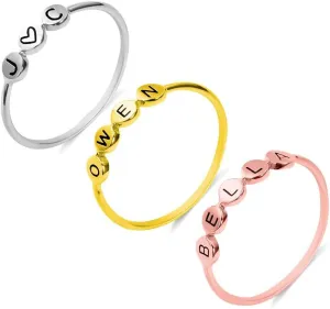 Getname Necklace Custom Initial Ring Sterling Silver Stack Rings Gift for Her Personalized Stacking Ring Letter Ring Dainty Stackable Initial Rings Custom Name Ring Initial Stack Ring