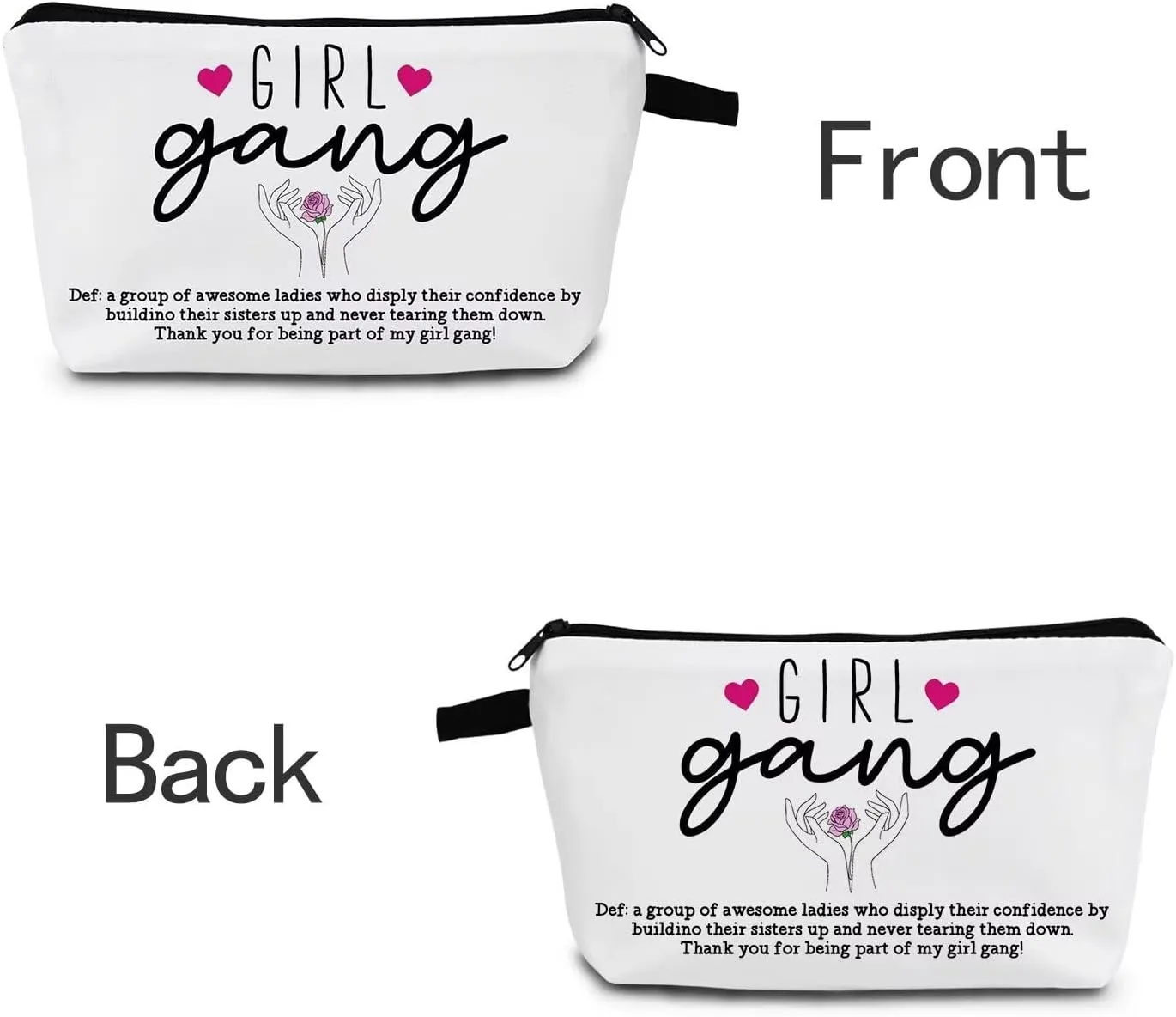 Girl Gang Makeup Bag Best Friend Friendship Gift Soul Sister Inspirational Gifts Birthday Gift Girls Trip Gifts Favors Wedding Bachelorette Party Girls Bridesmaid Cosmetic Bag Zipper