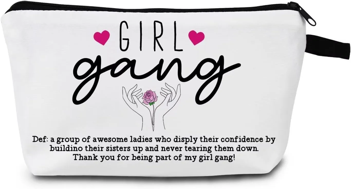 Girl Gang Makeup Bag Best Friend Friendship Gift Soul Sister Inspirational Gifts Birthday Gift Girls Trip Gifts Favors Wedding Bachelorette Party Girls Bridesmaid Cosmetic Bag Zipper