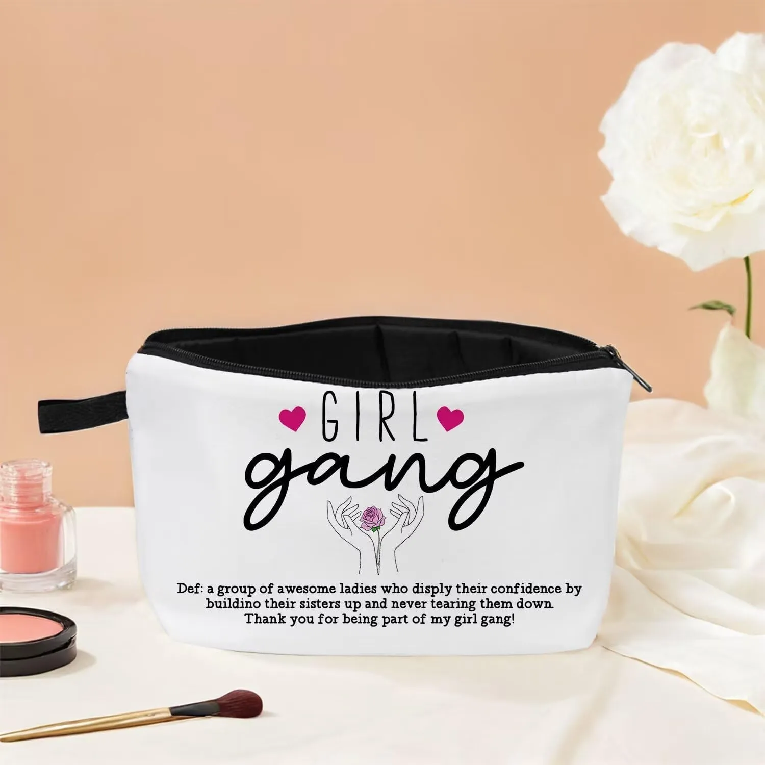 Girl Gang Makeup Bag Best Friend Friendship Gift Soul Sister Inspirational Gifts Birthday Gift Girls Trip Gifts Favors Wedding Bachelorette Party Girls Bridesmaid Cosmetic Bag Zipper