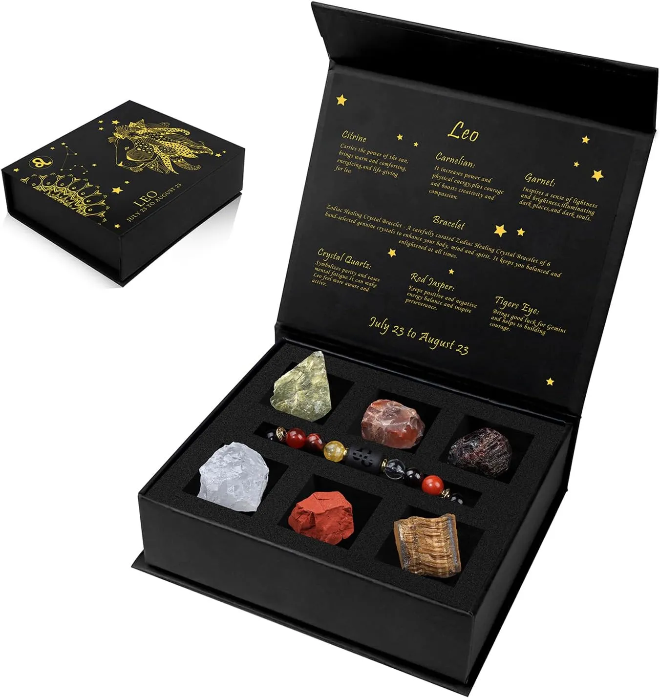 GolbalJew 12 Zodiac Signs Crystals and Healing Stones Gifts for Women Natural Crystal Jewelry Healing Crystal Zodiac Sign Stones with Crystal Bracelet The Astrology Birthstone with Horoscope Box Set