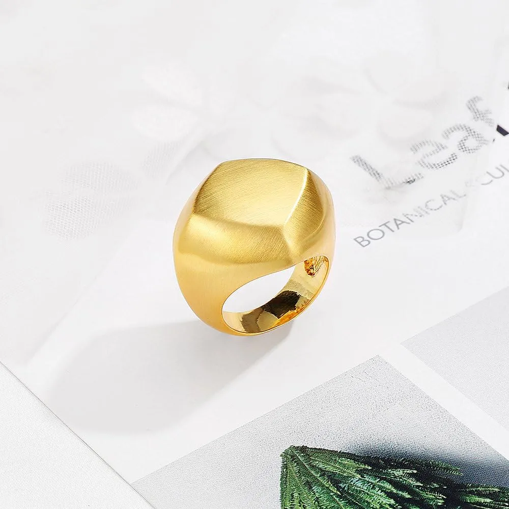 Gold and Silver Rings for Women, Fashion 18K Gold Plated Chunky Statement Ring Band Dome Mask Design Cocktail Costume Jewelry for Her