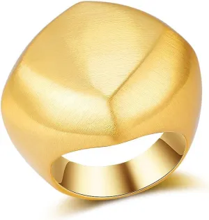 Gold and Silver Rings for Women, Fashion 18K Gold Plated Chunky Statement Ring Band Dome Mask Design Cocktail Costume Jewelry for Her