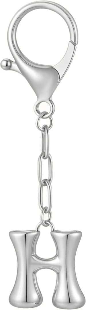 Gold Bubble Initial Keychain Charm for Women Chunky Bag Purse Charms A-Z Letter Key Chains for Handbag Accessories