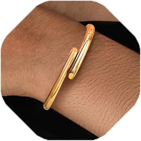 Gold Cuff Bangle Bracelet Minimalist Thin Gold Bracelets for Women Adjustable Open Bangle Wrist Cuff Bracelets Gifts for Women Jewelry