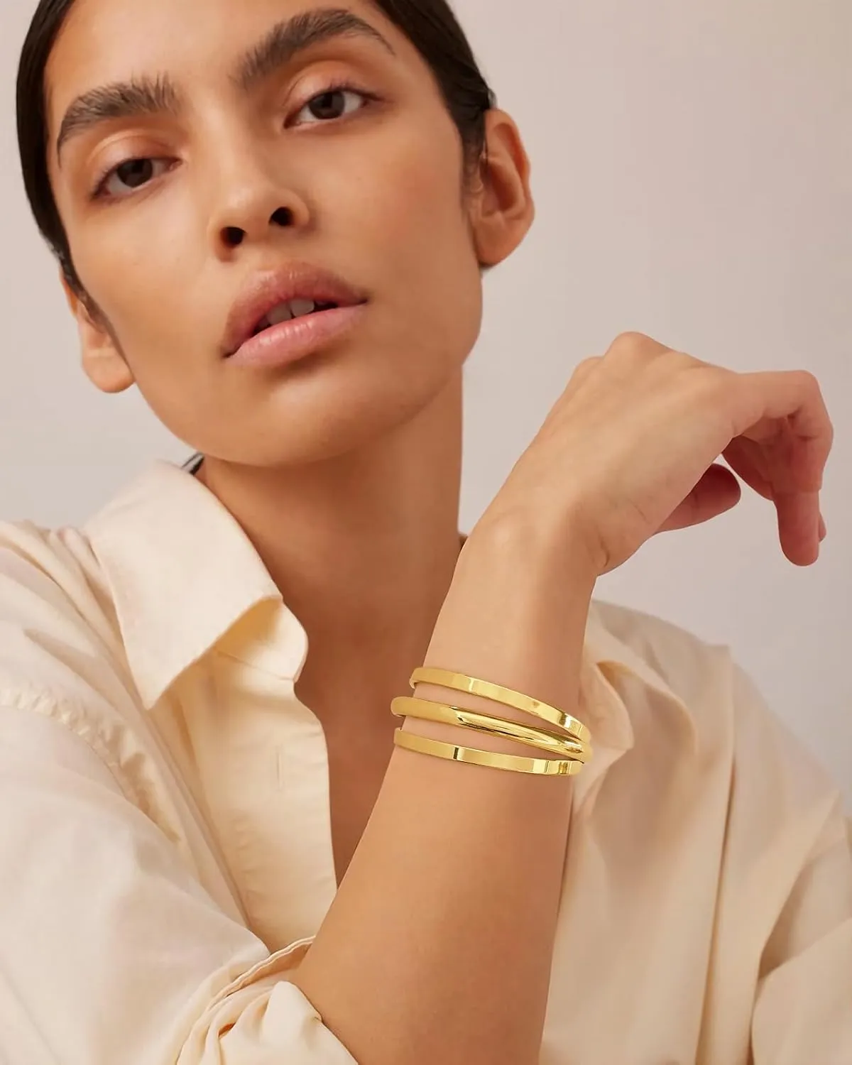 Gold Cuff Bracelet for Women Chunky Multi-layer Cross Wire Open Bracelet Hollow Wide Cuff Bracelets Adjustable Gold Open Cuff Bangle Bracelet