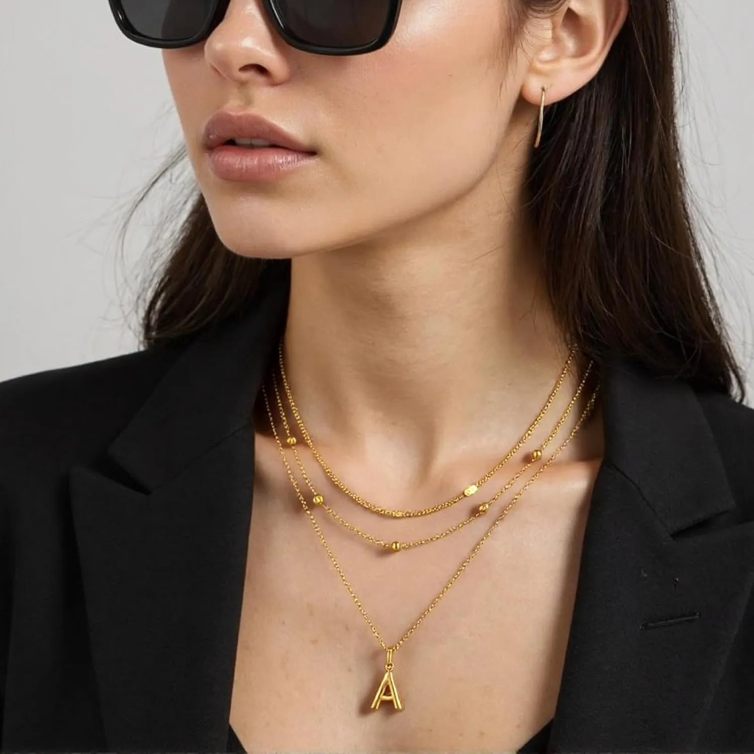Gold Initial Necklaces for Women,18K Gold Plated Layered Initial Necklace Gold Letter Choker Necklace Trendy Stuff Personalized Gifts for Women