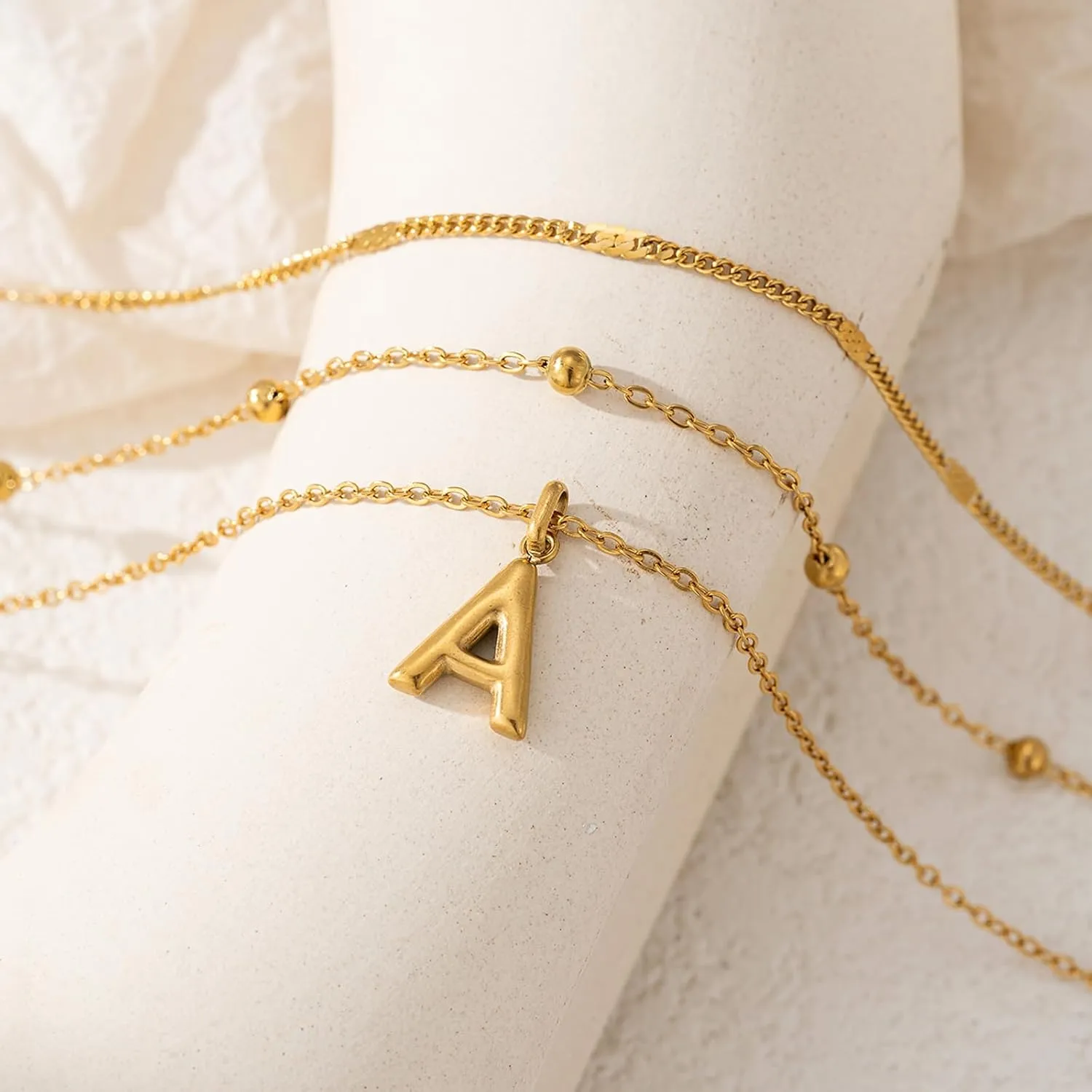 Gold Initial Necklaces for Women,18K Gold Plated Layered Initial Necklace Gold Letter Choker Necklace Trendy Stuff Personalized Gifts for Women