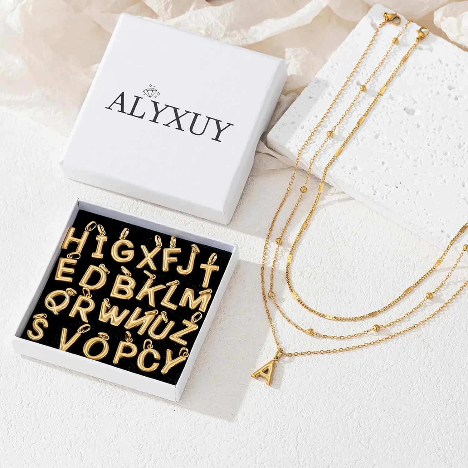 Gold Initial Necklaces for Women,18K Gold Plated Layered Initial Necklace Gold Letter Choker Necklace Trendy Stuff Personalized Gifts for Women