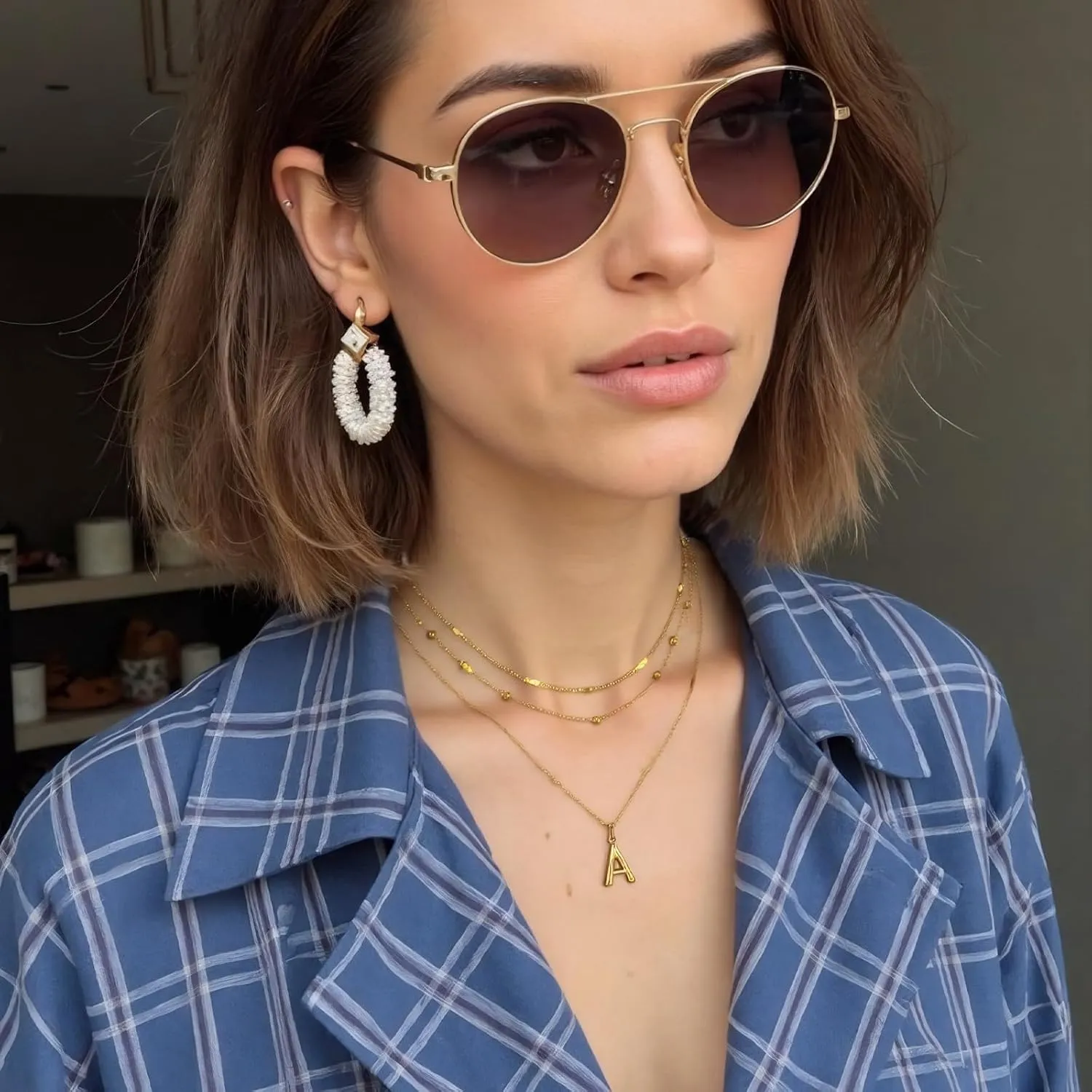 Gold Initial Necklaces for Women,18K Gold Plated Layered Initial Necklace Gold Letter Choker Necklace Trendy Stuff Personalized Gifts for Women