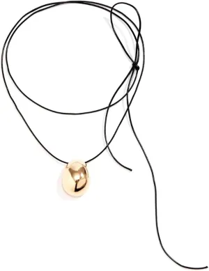 Gold Oval Pendant Necklace Minimalist Dainty Chunky Bold Necklace for Women