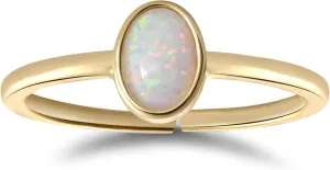 Gold Plated Adjustable Tiny Opal Ring for Women Stackable Simple Thin Gem Ring