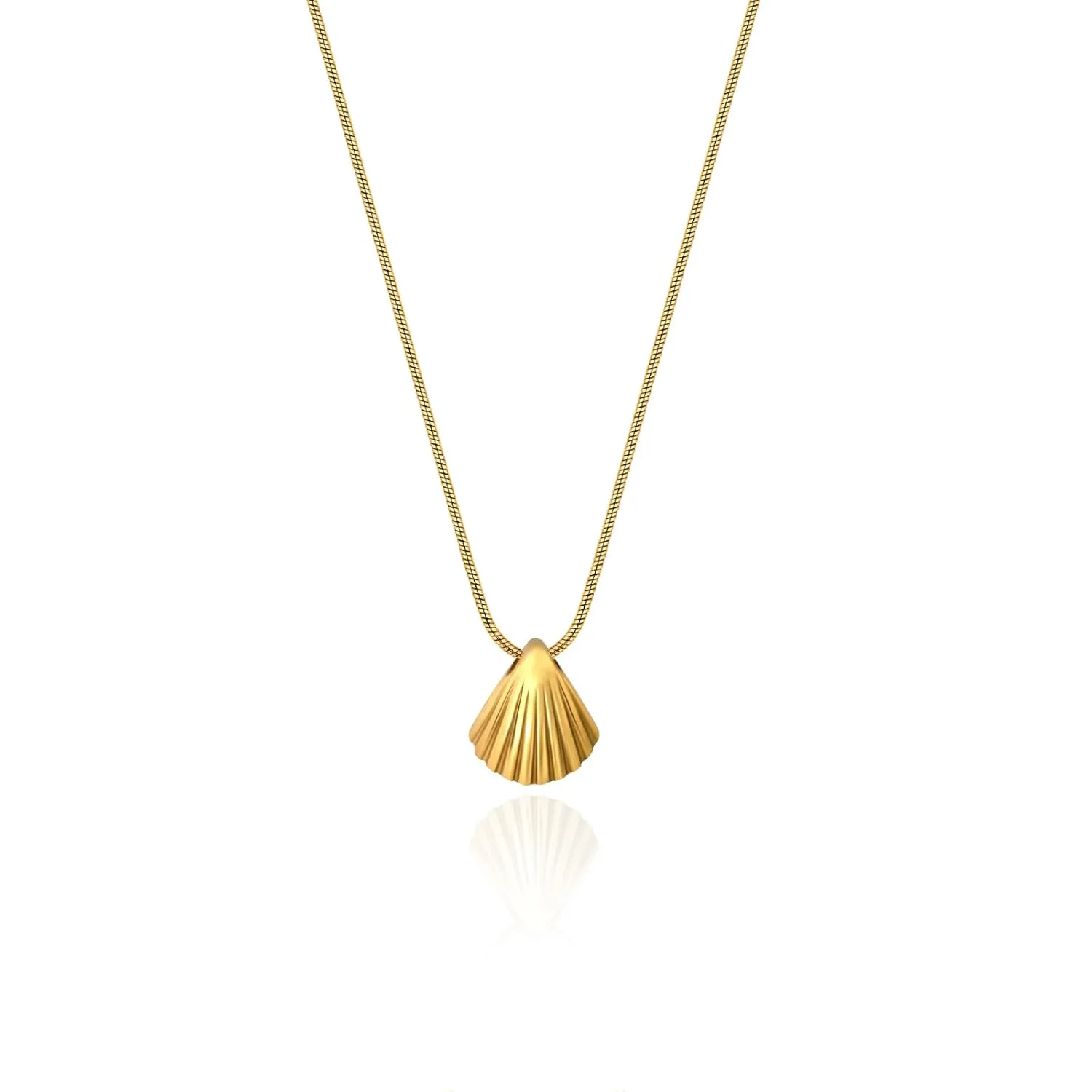 Gold Shell Pendant Necklace Gold Seashell Necklace Stainless Steel Chain Necklace Beach Necklace Shell Jewelry Gifts for Women