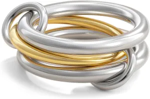 Gold Stackable Rings for Women, 14K Gold Plated Cubic Zirconia Rings, Silver Gold Multi Ring Mixed Metals Stackable Ring Set for Women Non Tarnish