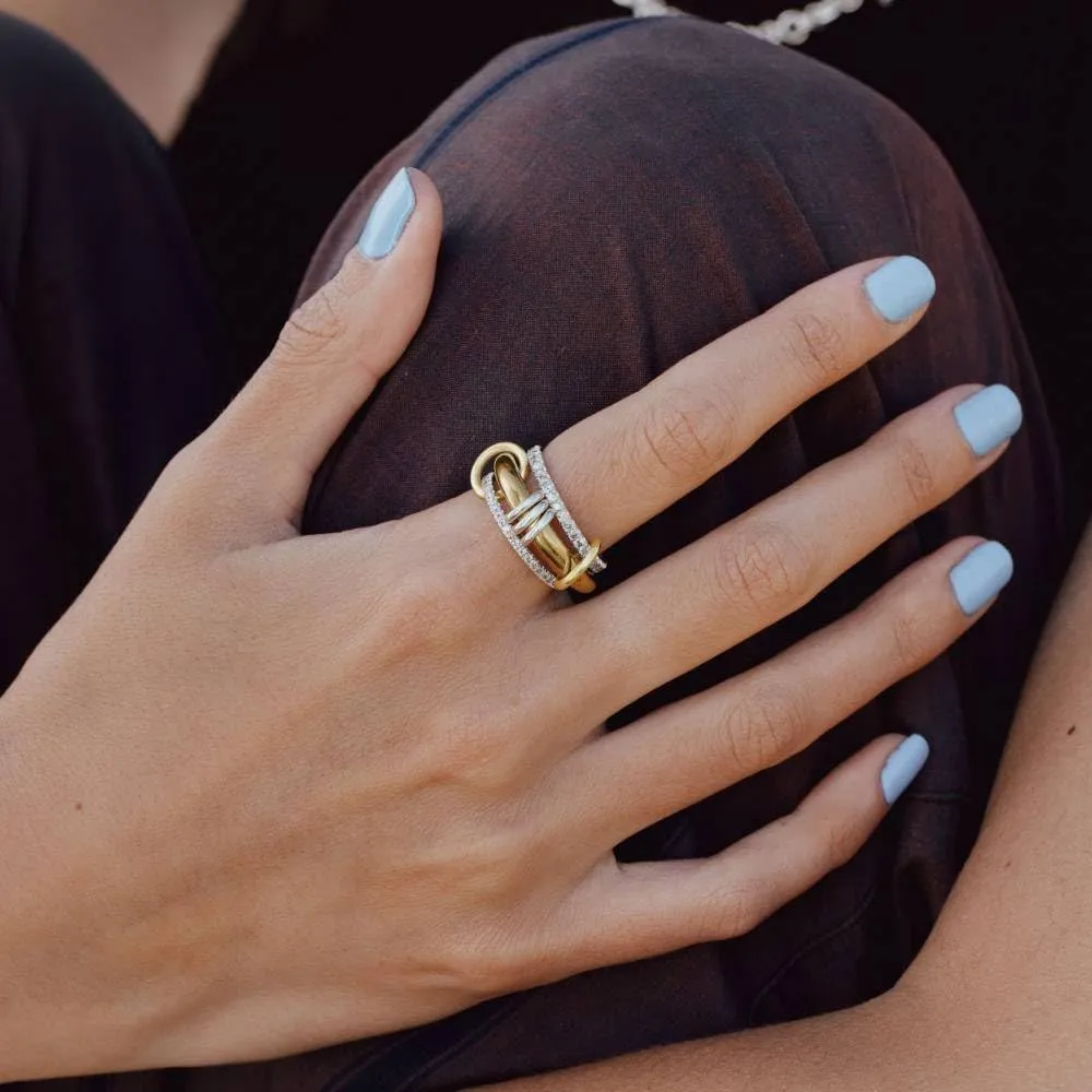Gold Stackable Rings for Women Non Tarnish, 18k Gold Plated Cubic Zirconia Rings, Silver Gold Multi Ring Mixed Metals Stack Rings Set