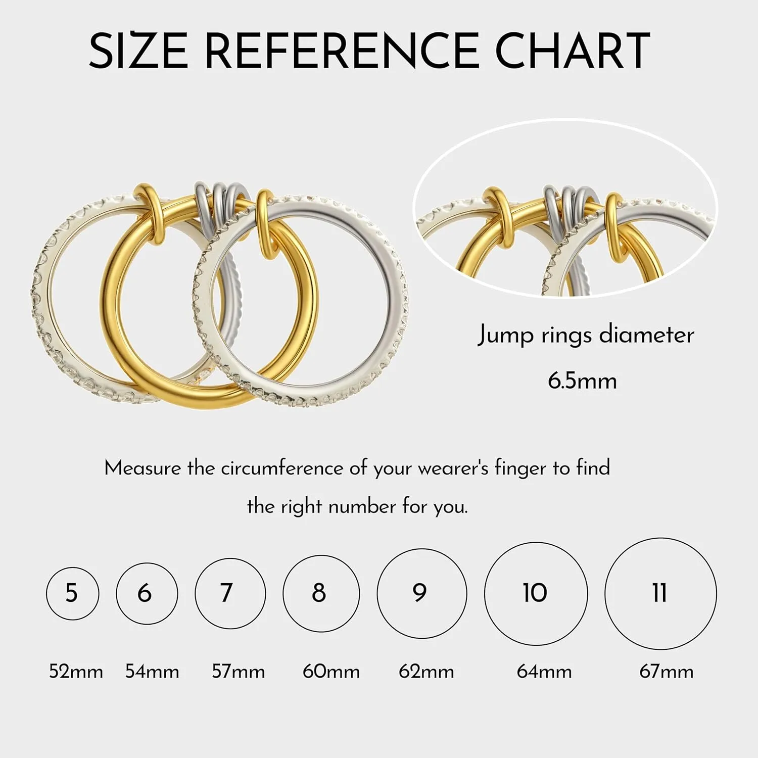 Gold Stackable Rings for Women Non Tarnish, 18k Gold Plated Cubic Zirconia Rings, Silver Gold Multi Ring Mixed Metals Stack Rings Set