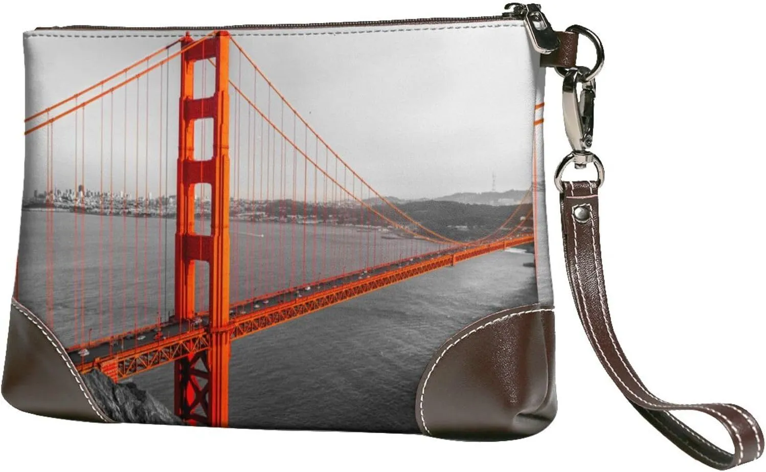 Golden Gate Bridge Women Leather Clutch Bag Wristlet Handbags Purses Evening Bag Clutch Purse