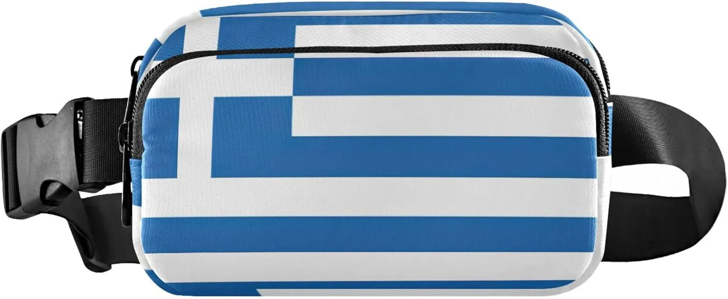 Greece Flag Fanny Packs for Women Waterproof Hip Pouch Belt Bag Trendy Crossbody Waist Bag