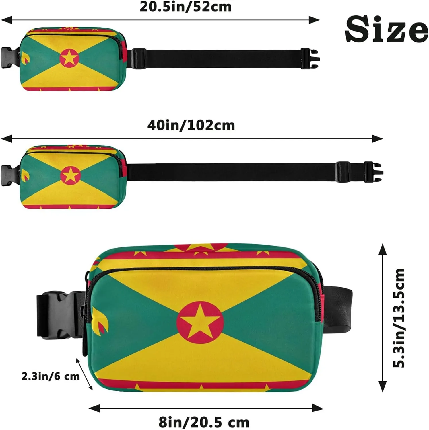 Grenadian Flag Patriotic Symbol Fanny Pack for Women Waterproof Hip Bag Belt Pouch Cute Crossbody Waist Pack