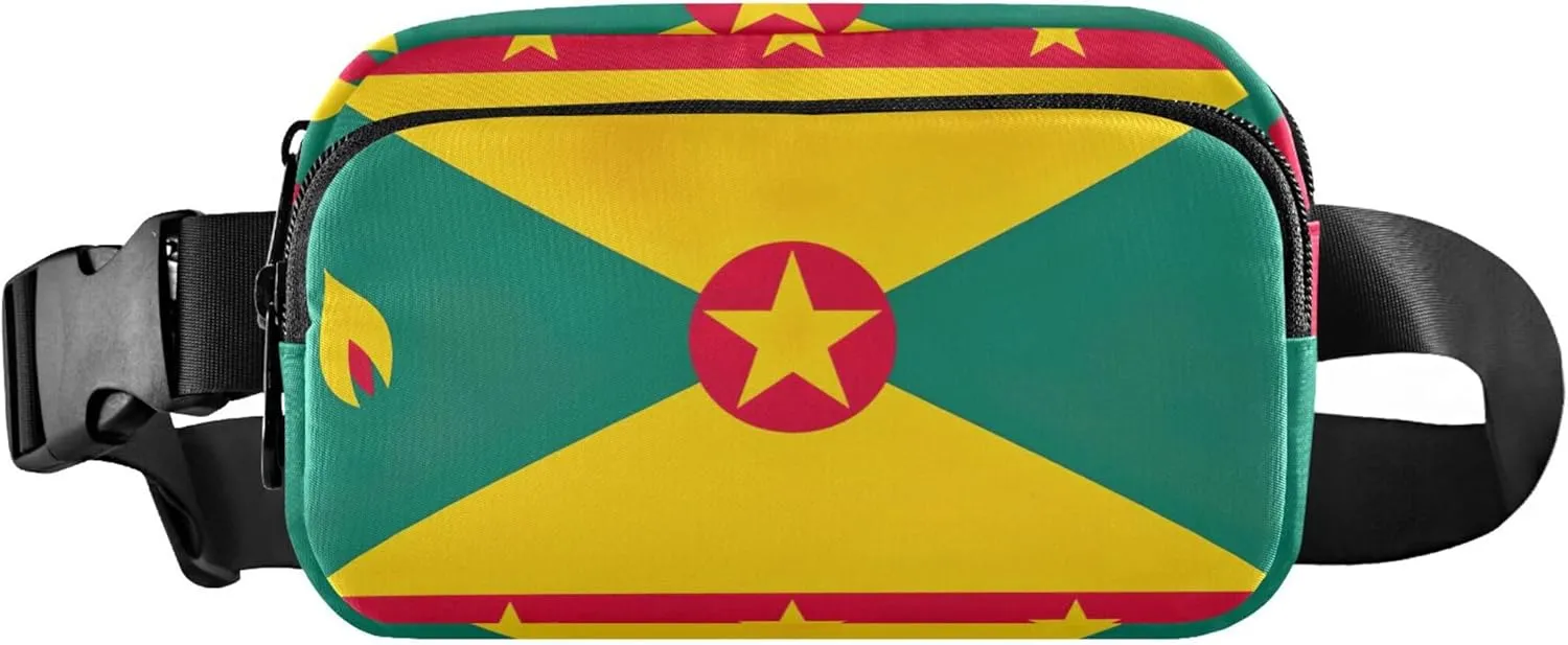 Grenadian Flag Patriotic Symbol Fanny Pack for Women Waterproof Hip Bag Belt Pouch Cute Crossbody Waist Pack