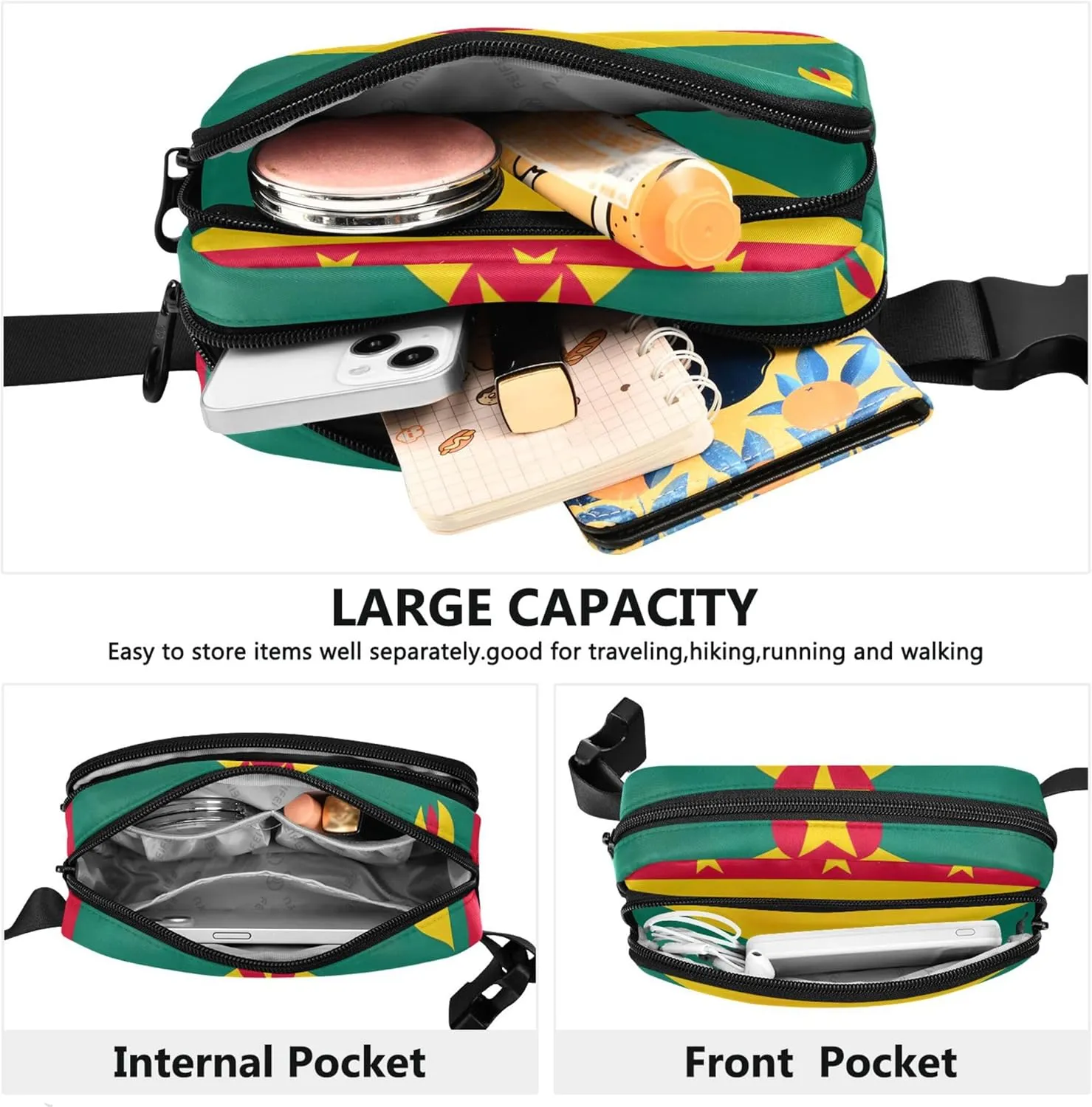 Grenadian Flag Patriotic Symbol Fanny Pack for Women Waterproof Hip Bag Belt Pouch Cute Crossbody Waist Pack