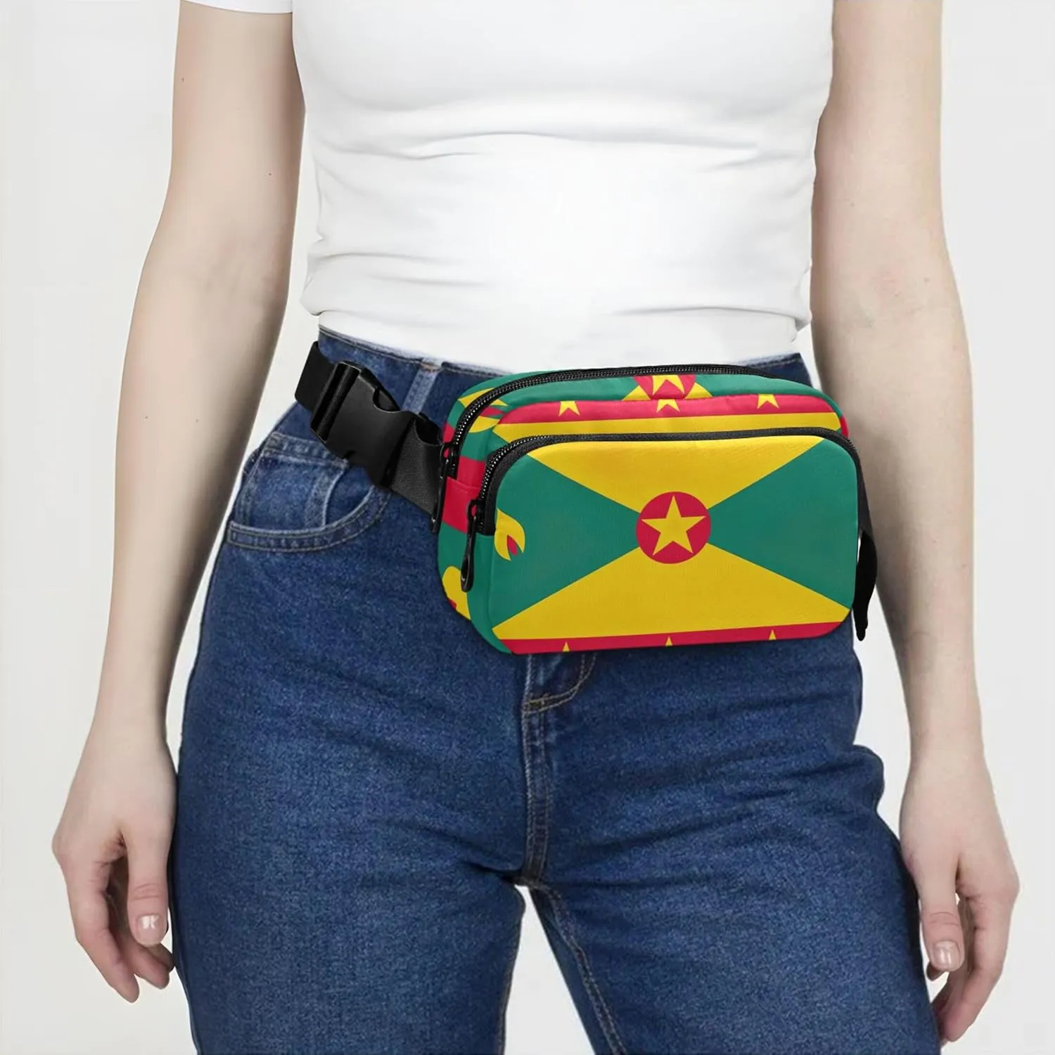 Grenadian Flag Patriotic Symbol Fanny Pack for Women Waterproof Hip Bag Belt Pouch Cute Crossbody Waist Pack