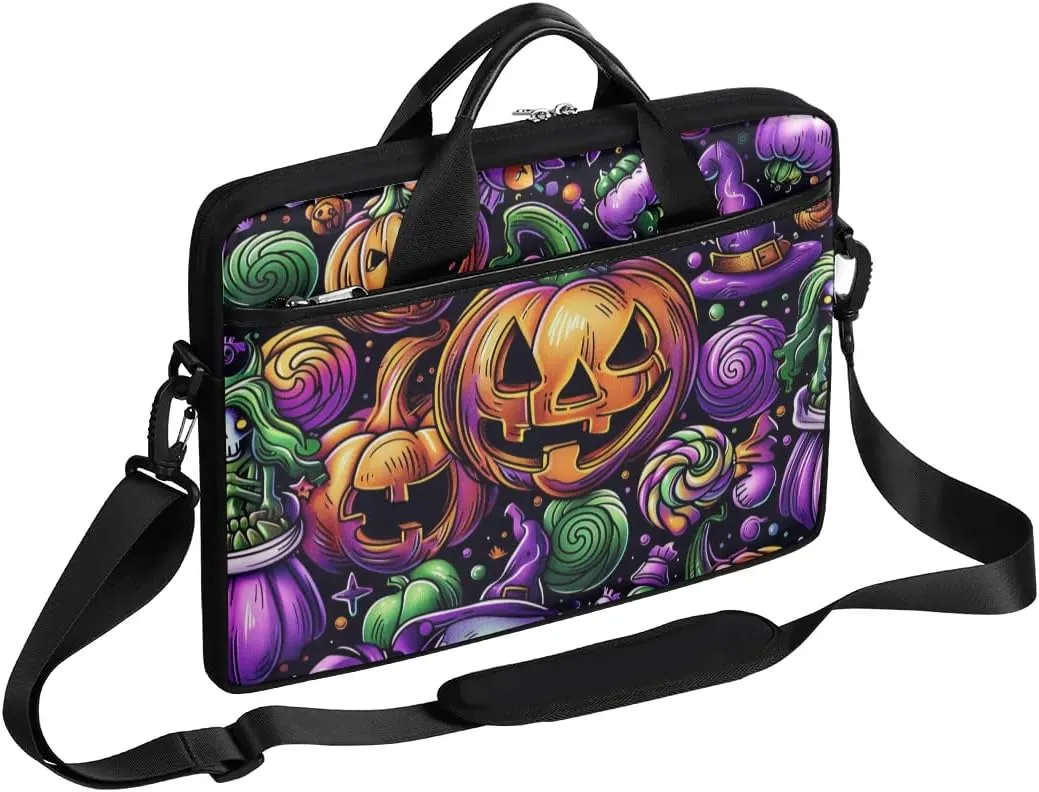 Halloween Skull Classic Style Laptop Shoulder Bag Tablet Computer Notebook Sleeve Messenger Bags Carrying Case with Strap Briefcase Tote for 14 15 in Laptops