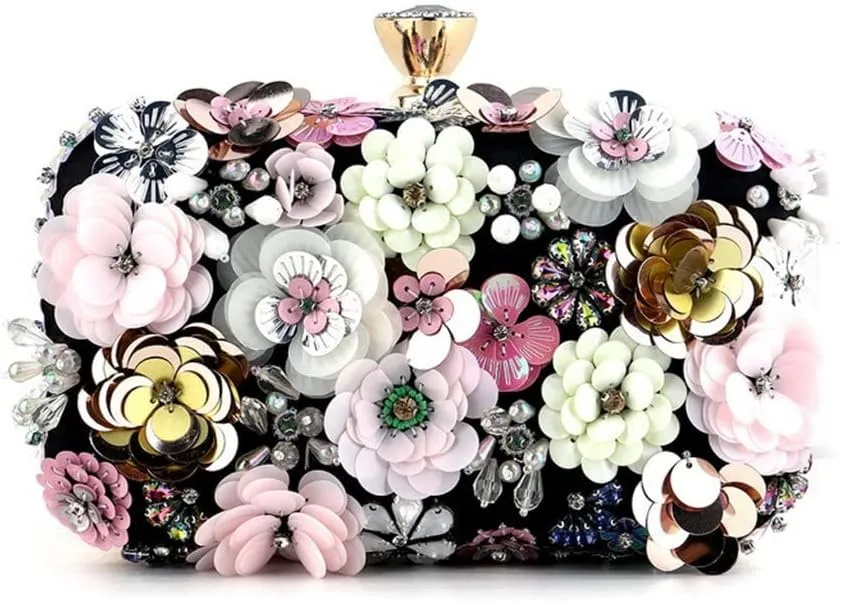 Handbags Women Flower Clutch Evening Bags Wedding Purses Bridal Handbags Party Dinner Bag Rhinestones(E)