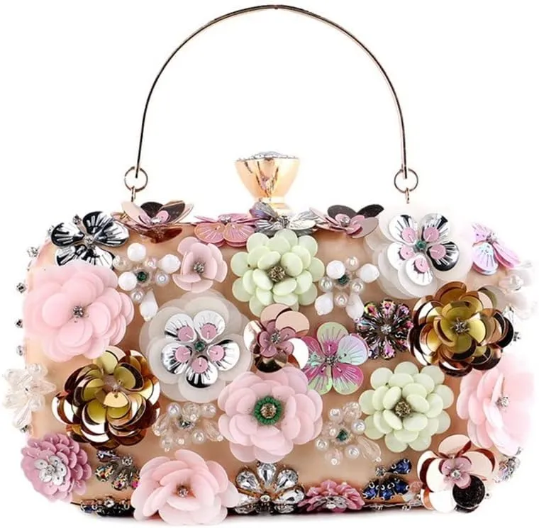 Handbags Women Flower Clutch Evening Bags Wedding Purses Bridal Handbags Party Dinner Bag Rhinestones(E)