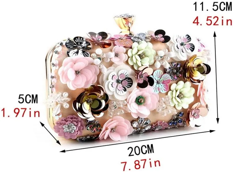 Handbags Women Flower Clutch Evening Bags Wedding Purses Bridal Handbags Party Dinner Bag Rhinestones(E)