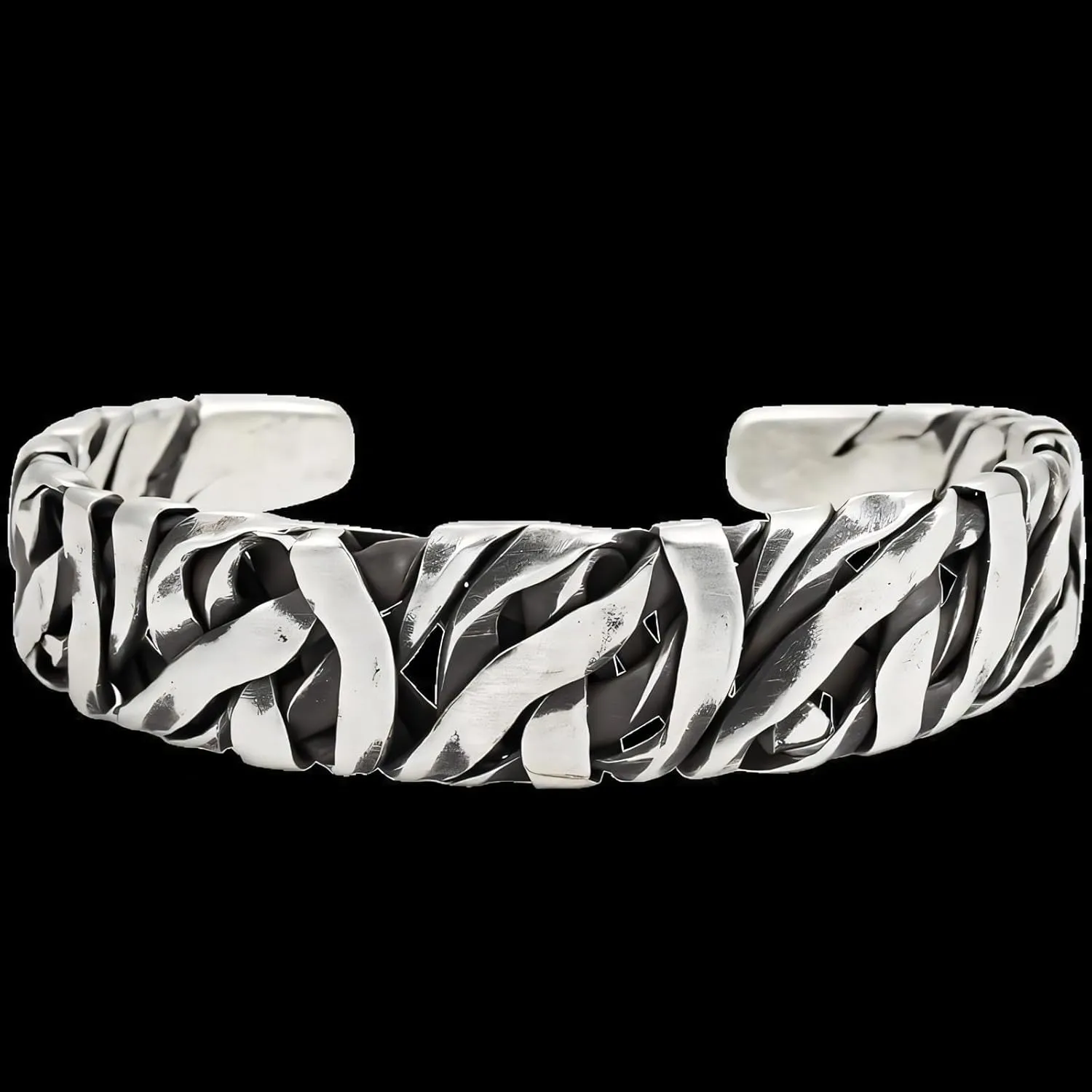 Handmade 925 Sterling Silver Bangle Bracelet For Men Women Wide Chunky Bangle Bracelet Irregular Cuff Bracelet Open Vintage Statement Cuff Bangle Bracelet Gift For Father's Day & Birthday