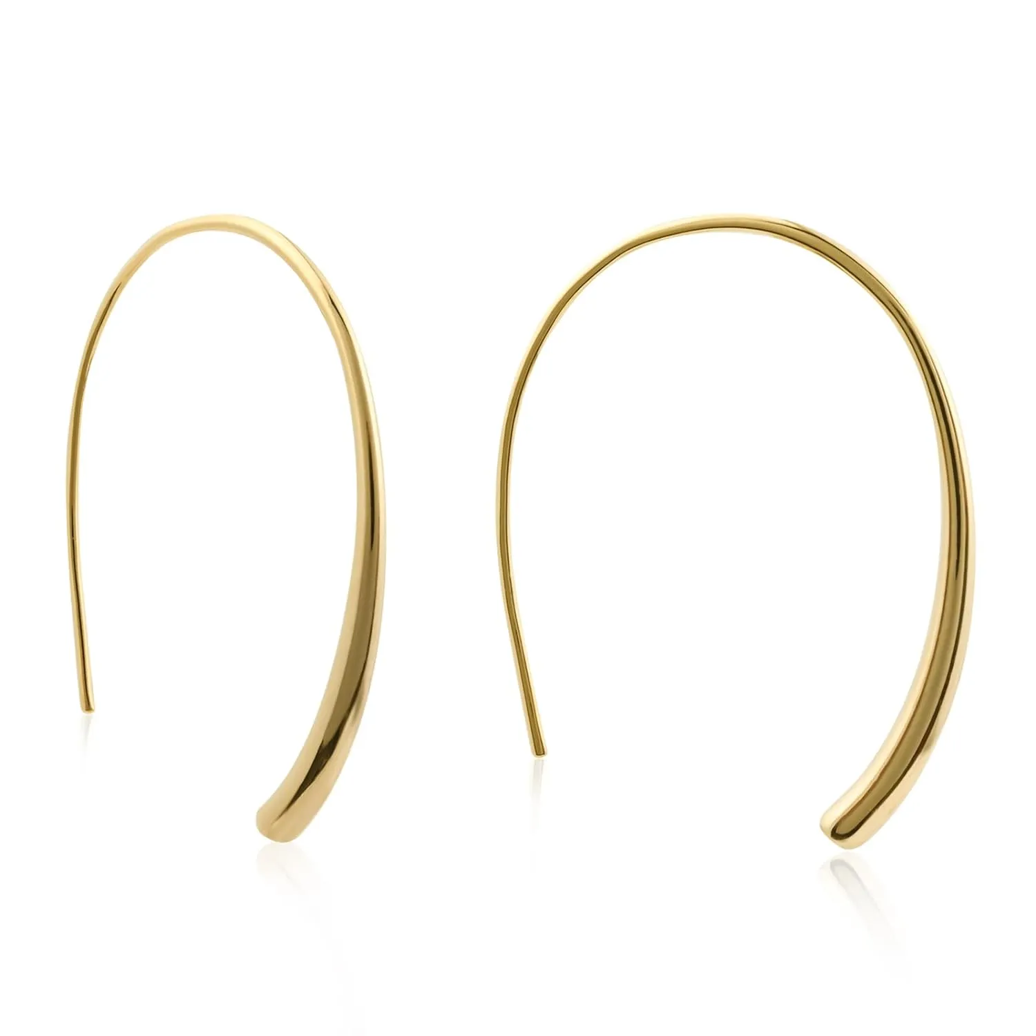Handmade Pull Through Earrings 14K Gold Earrings Hypoallergenic Drop Open Hoop Earrings Dangle Threader Silver Earrings for Women Trendy